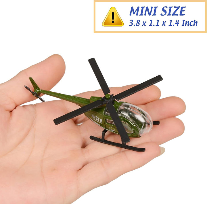 Die-Cast Military Vehicles,6 Pack Assorted Alloy Metal Army Vehicle Models Car Toys,Mini Army Toy Tank,Jeep,Panzer,Anti-Air Vehicle,Helicopter Playset for Kids Toddlers Boys