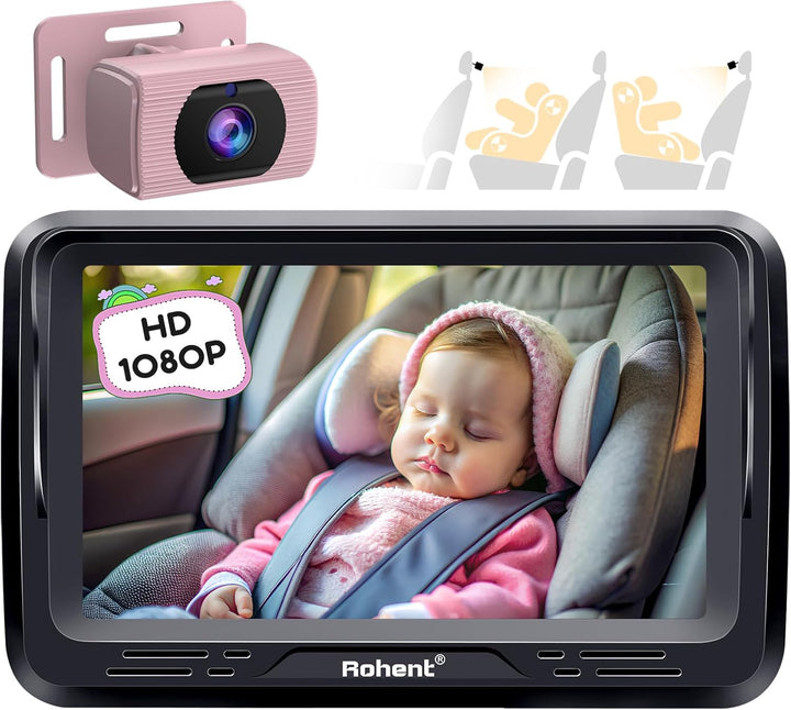 Baby Car Camera HD 1080P - Rear-Facing Infant Monitor with Night Vision Car Camera for Baby 150° Wide-Angle Lens Anti-Glare Screen Easy Install 360° Adjustable Display