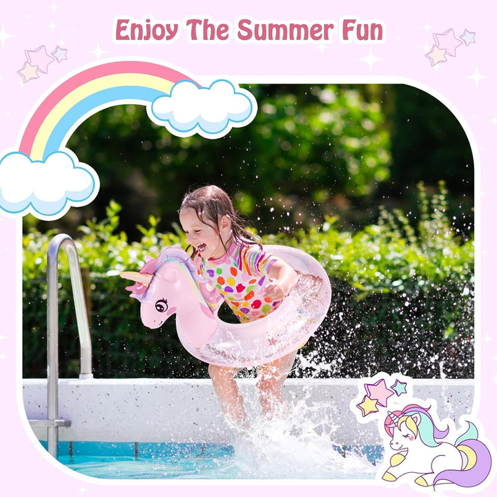 Inflatable Swimming Rings, Pool Floats Swim Tubes Rings round Shape Cute Cartoon Design Beach Water Lounge Inflatable Raft Party Supplies for Kids