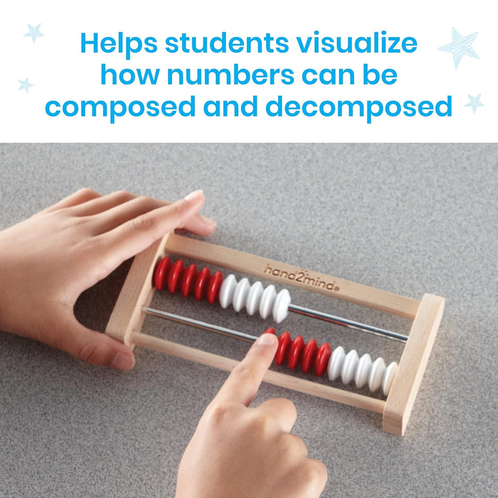20-Bead Wooden Rekenrek Abacus, Colored Abacus for Kids Math, Wooden Counting Math Manipulatives, Bead Counters for Kids Math, Learn Counting and Numbers, Homeschool Supplies (Set of 4)
