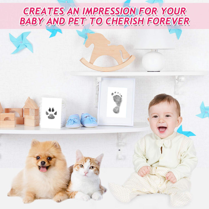 14 Pcs Paw Print Kit for Dogs No Mess Ink Pad Pet Memorial Newborn Footprint Impression Kit for Pets 4 Inkless Pads with 10 Blank Cards(3 X 5 Inch, Orange, Pink, Light Green, Light Blue)