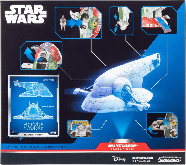 Star Wars Micro Galaxy Squadron Boba Fett'S Starship (Ep 5) - 7-Inch Vehicle with Flight Display Stand and Three 1-Inch Micro Figure Accessories