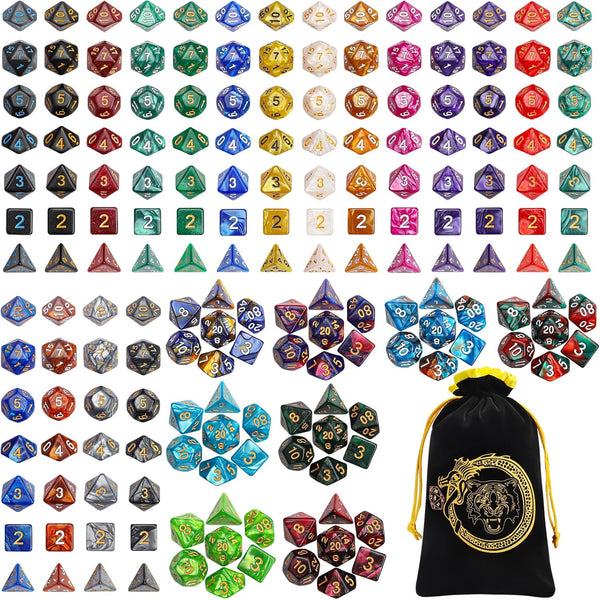 DND Dice Sets - 26 X 7 Polyhedral Dice (182Pcs) with a Large Drawstring Bag Great for Dungeons and Dragons, Role Playing Table Game.