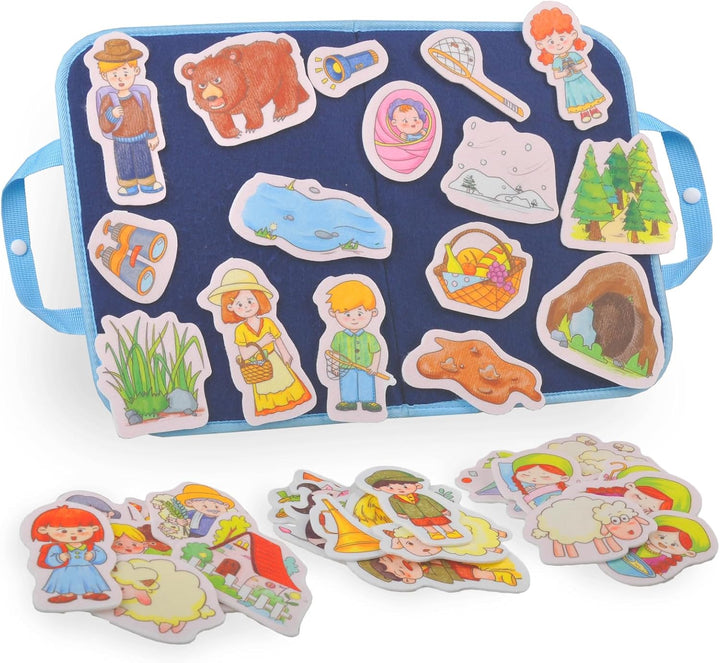 Felt Board for Toddlers, Felt Pieces Storytelling Flannel Board with 5 Little Ducks, 5 Little Monkeys and 5 Green Speckled Frogs Stories for Preschool Activities, 4 Sets