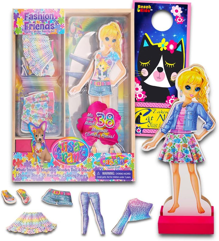 Paper Dolls Activity Set -- 1 Wooden Doll with Stand, 1 Storage Box with over 30 Magnetic Clothing Pieces ( Party Supplies)