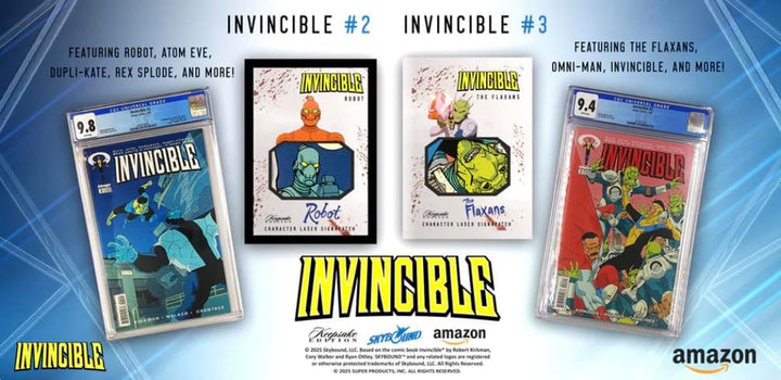 2025 Invincible Season 1  Premiere Hobby Edition: 2 Relics per Box Guaranteed, Chase Rare Autos & Patches