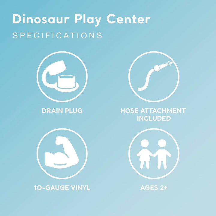 Inflatable Dinosaur Play Center Outdoor Playhouse Inflatable Water Park with Kid Pool Slide, Water Sprayer, Waterfall, and 6 Balls, Multicolor