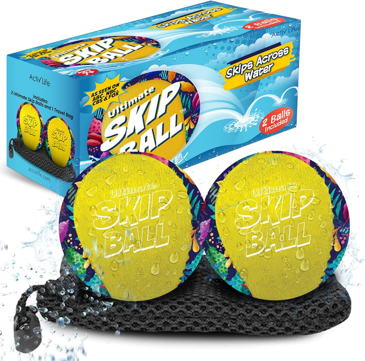 the Ultimate Skip Ball – Water Bouncing Ball (2 Pack) Create Lasting Memories with Your Friends & Family at the Beach, Lake or Pool - Great for All Ages