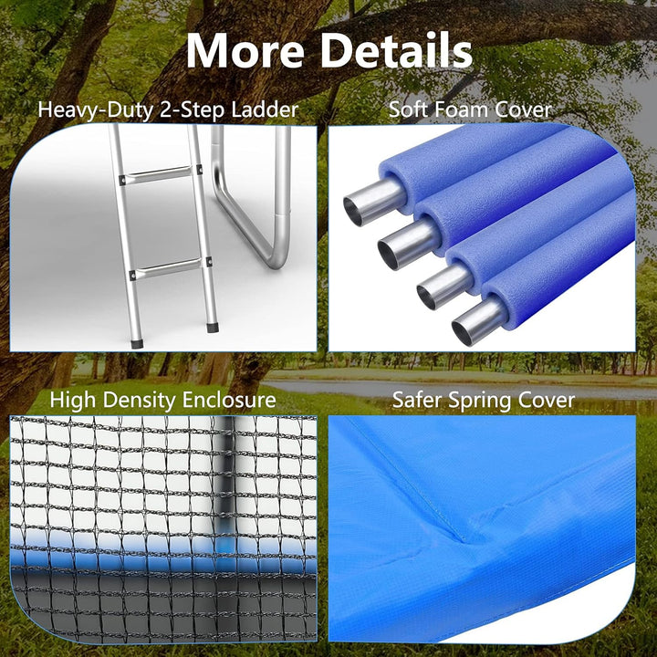 8FT 10FT 12FT 14 FT 15FT Trampoline with Safety Enclosure Net，Outdoor Trampoline with Basketball Hoop, Heavy Duty Jumping Mat and Spring Cover Padding for Kids and Adults, Storage Bag and Ladder