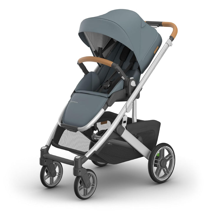 Cruz V3 Stroller - from Birth + Car Seat Compatible - Full-Size, Reversible Seat - Infant Insert, Bug and Rain Shields Included - Declan (Oat Mélange/Silver Frame/Chestnut Leather)