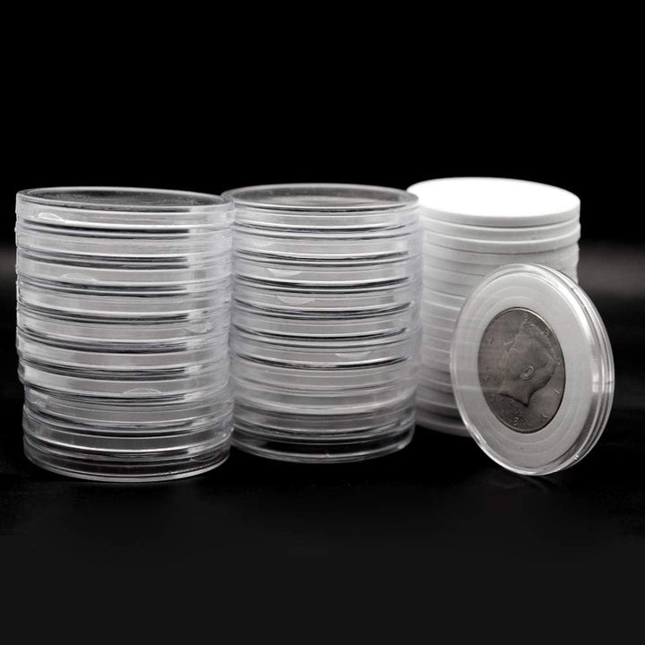 20Pcs Clear Plastic Coin Capsules, Coin Collection Case of 5 Size with Adjustable Gasket for Coin Collection American Silver Eagle Liberty Coin &JFK Half Dollar & Bitcoin (19/21/25/30/40Mm)-20Pcs
