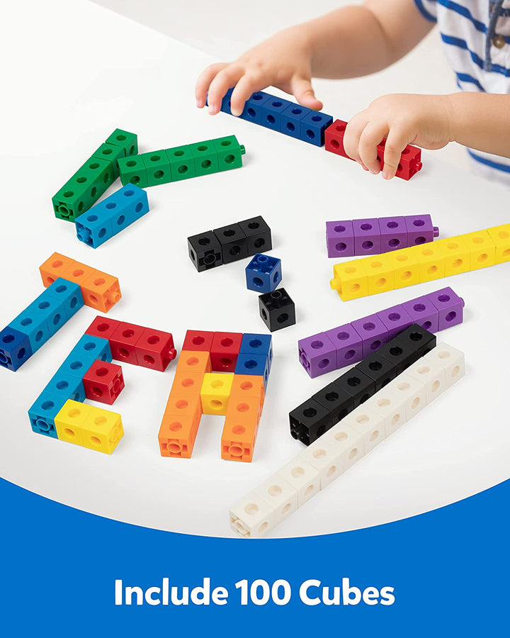 Math Manipulatives, Math Game for Kids 3-8 with Number Counting Snap Linking Cube, 1St Grade Math Flashcards Toy Gift for Preschool Learning