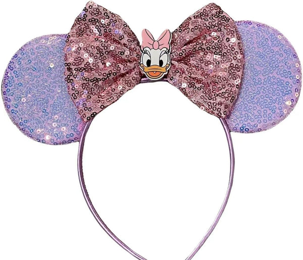 Princess Minnie Ears,Pick Your Color, Flower Minnie Ears, Floral Minnie Ears, Purple Sparkle Mouse Ears (Daisy Duck)