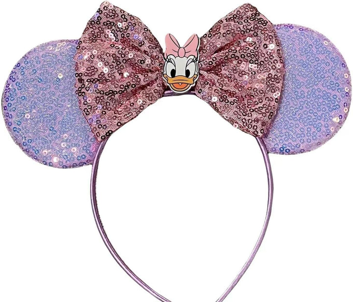 Princess Minnie Ears,Pick Your Color, Flower Minnie Ears, Floral Minnie Ears, Purple Sparkle Mouse Ears (Daisy Duck)