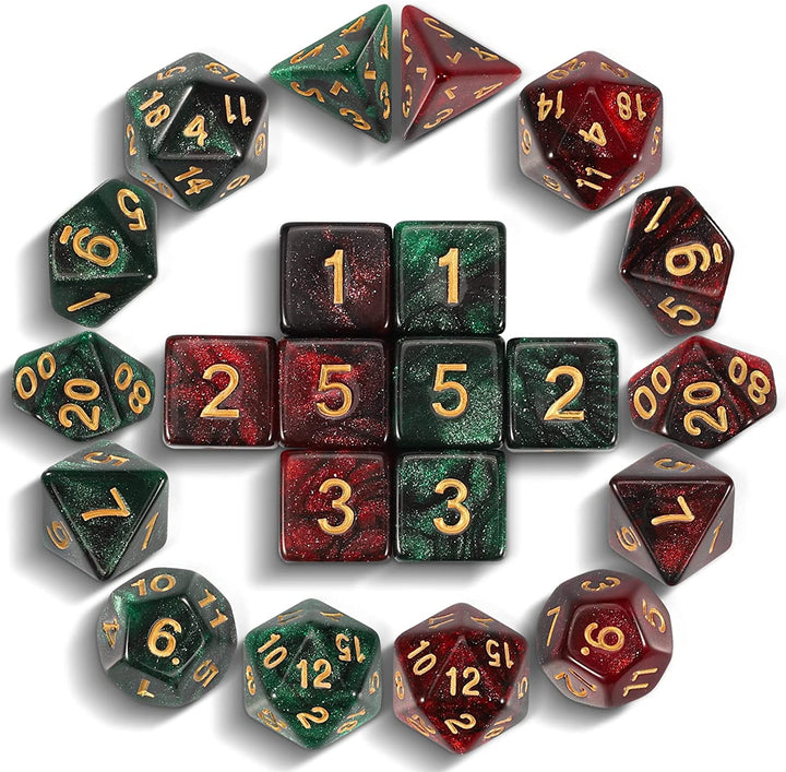 Polyhedral Dice Set (35 Pieces) with Black Pouches, 5 Complete Double-Colors Dice Sets of D4 D6 D8 D10 D% D12 D20 Compatible with Dungeons and Dragons DND RPG MTG Table Games
