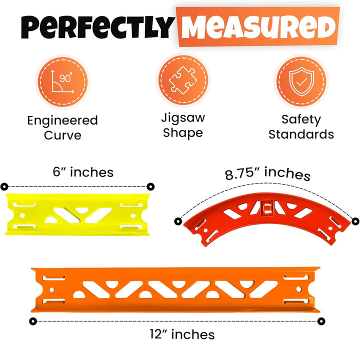 Replacement Curve Track Set Pieces for Hot Wheels 88-Piece Pack Straight & Curve Track Set, Connectors Included, 36-Feet of Track, Bundle