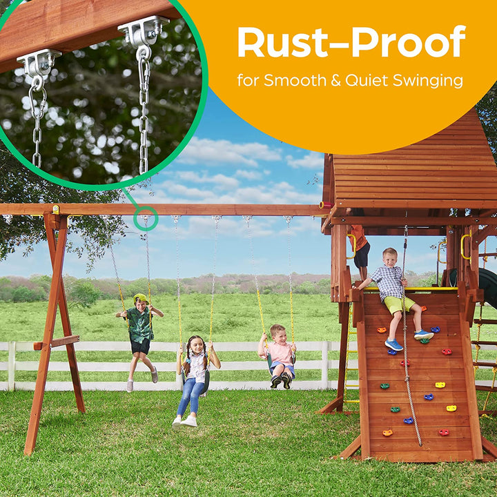 Swing Set Hangers - 2 Heavy Duty Brackets with Locking Snap Hooks for Porch, Patio, Playground - Indoor/Outdoor Hardware & Accessories