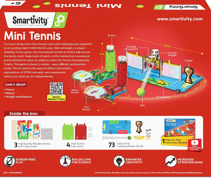 Tabletop Tennis - Pickleball Game Kit for Kids 6 to 12, 2-Player STEM Toy with Mechanical Rackets & Scoreboard, Birthday Gift for Boys & Girls Age 6,7,8,9,10,11,12,13,14 Years