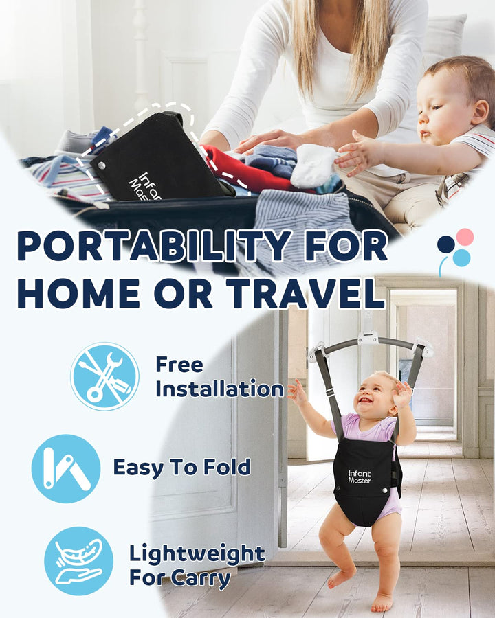 Baby Doorway Jumpers, Sturdy Johnny Jumper Adjustable 10.8"-23.6" Strap, Soft Baby Johnny Bouncer W/Seat Bag, Protable Doorway Jumper and Boucer for Baby, Ideal Gift for Infant