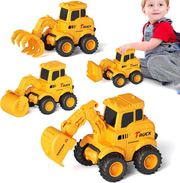 Construction Toys for 2 3 4 5 6 + Year Old Boys Kids Toddlers Girls, Sandbox Excavator Toy Trucks Construction Truck Toys Vehicles Bulldozer Road Roller Toy Christmas Birthday Gifts for Boys