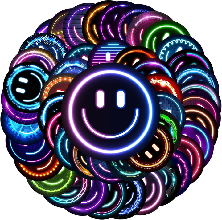 50PCS Smiling Stickers, Cute Water Bottle Stickers for Kids, for Teaching Rewards, Notebooks, Stationery, Luggage, Cartoon PVC Happy Stickers