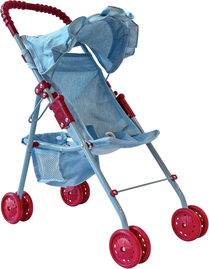 My First Doll Stroller with Basket & Heart Design Foldable Doll Stroller, Pink