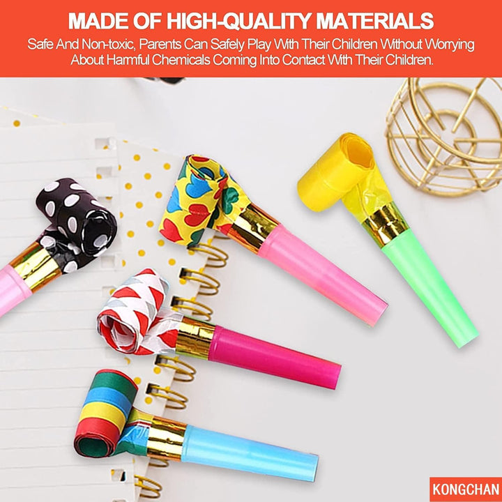 25Pcs Party Blowers,Colourful Noisemakers Party Blowouts Squawkers Fringed Noise Maker,Birthday Noisemakers Birthday Blow Horns Party Whistles