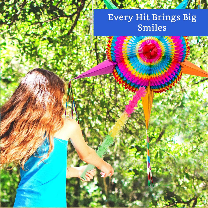 Mexican Piñata (Large 32 Inches) - Authentic Handmade Foldable Large Pinata for Birthday Party - Piñatas Para Cumpleaños - Fiesta Piniata - Mexican Star Pinata - Cinco De Mayo Pinatas
