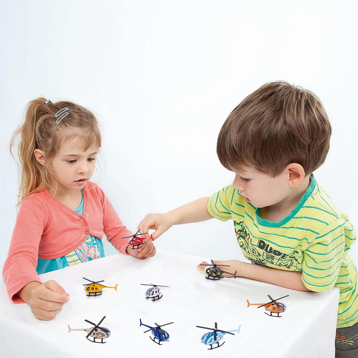 Alloy Mini Helicopters Model Toy - Police, Fire, Engineering Work, Military Helicopter - Diecast Helicopters with Spinning Propellers, Birthday Party Favors for Kids (8)