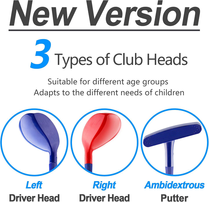 Kids Blue Golf Toy Set W/Left & Right Club Head, Boy Outdoor Sport Toy Age 3-5, Toddler Indoor Golf Ball Game, Child Active Exercise Yard Play, Birthday Gifts for 4 6 7 8 Year Olds Girl