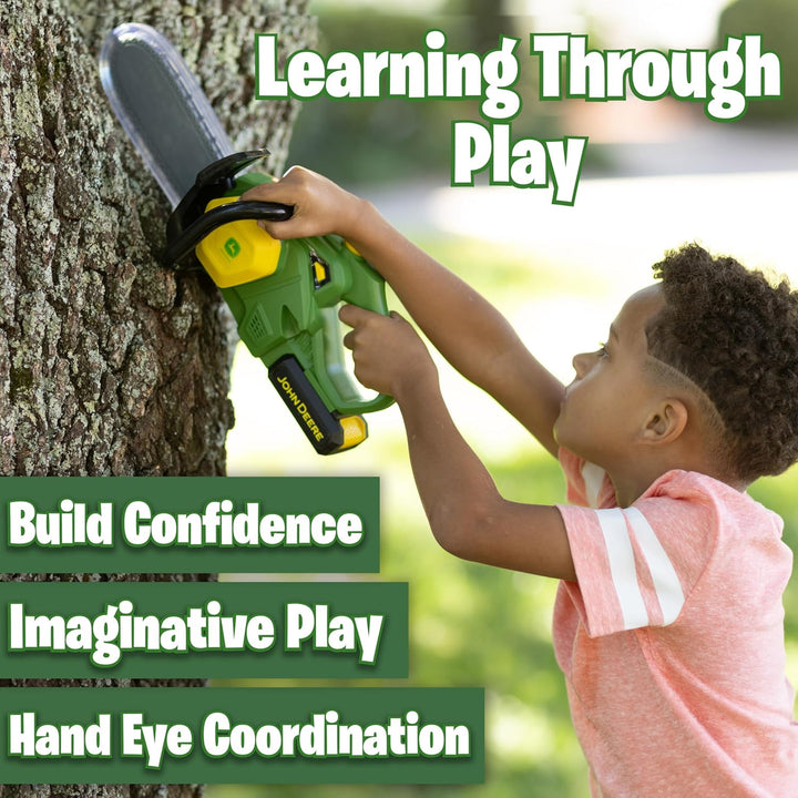 John Deere Power Tools Chainsaw Toy, Construction Tool with Lights and Sounds, Pretend Play Toy for Boys