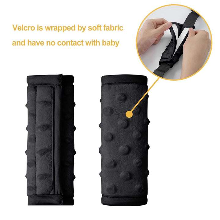 Car Seat Strap Covers for Babies Soft Car Seat Strap Shoulder Pads for All Car Seats, Stroller, Pushcar, Black