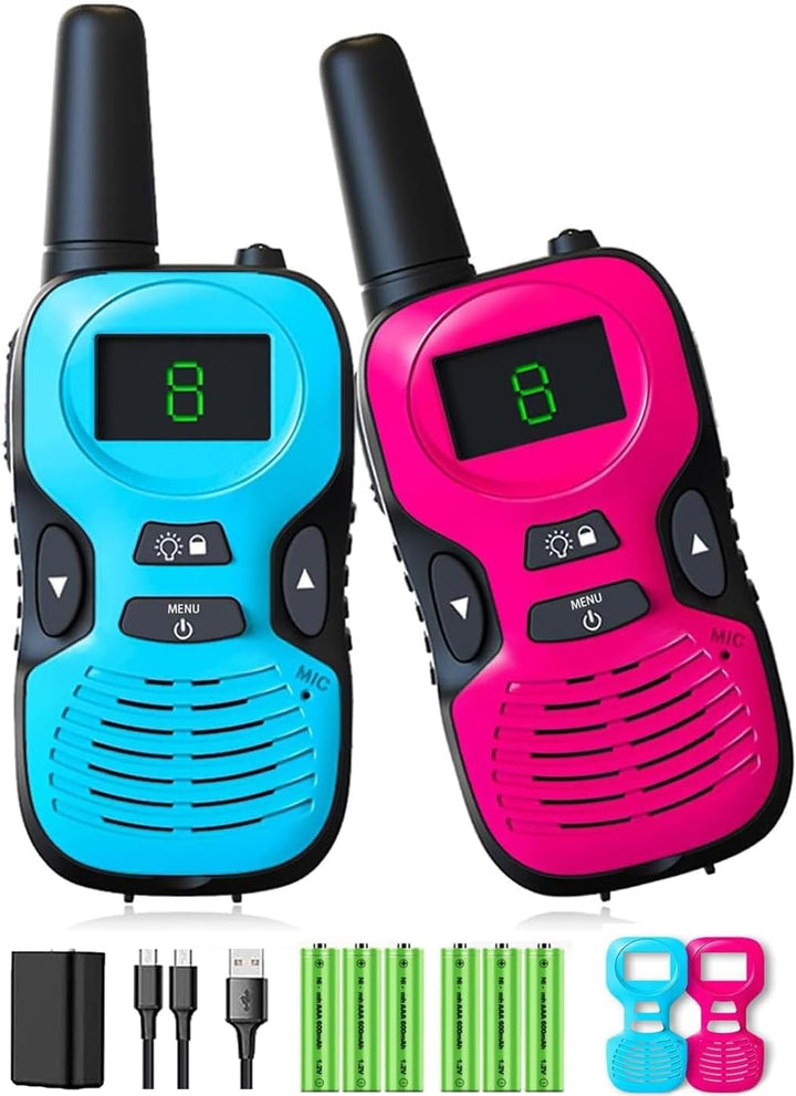 Walkie Talkies for Kids Long Range - 4 Pack Kid Walkie Talkies with Replaceable Shell Backlit LCD Flashlight 3 Miles Range - Gifts and Toys for 5-7 Year Old Boys and Girls