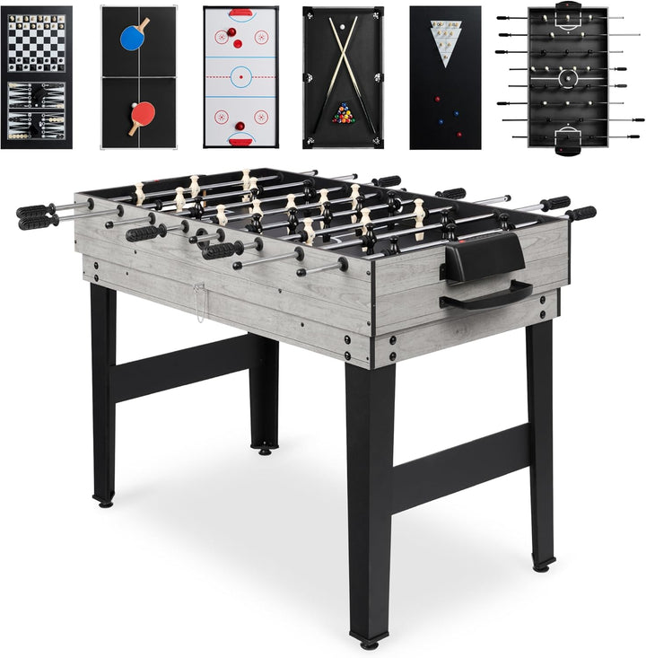 2X4Ft 10-In-1 Combo Game Table Set for Home, Game Room, Friends & Family W/Hockey, Foosball, Pool, Shuffleboard, Ping Pong, Chess, Checkers, Bowling, and Backgammon