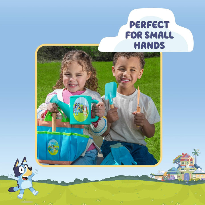 BLUEY Gardening Set | Quality Garden Tool Kit for Kids and Toddlers | Includes Watering Can, Gloves, Two Shovels, Rake and Tote Bag