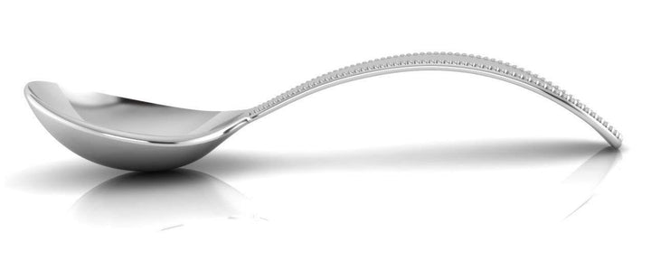 Sterling Silver Beaded Feeding Baby Spoon - Premium Quality Food Grade Standard .925 Solid Sterling Silver Spoon - Engravable Gift for Baby with a Beautiful Gift Box