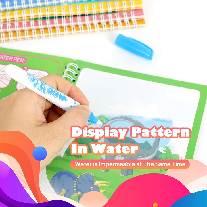 5 Pack Reusable Water Coloring Book for Toddlers, Water Doodle Book Toys, Paint with Water Books,Mess-Free Coloring Book, Portable Educational Doodle Drawing Toy, Educational Learning Kits Gifts