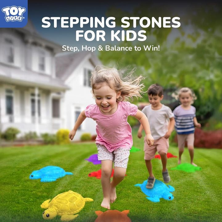 10 Pcs Turtle Balance Stepping Stone for Kids, Indoor outside Toys for Kids Ages 4-8, Toddler Outdoor Toys, Stepping Stones Game, with Cards and Spinner