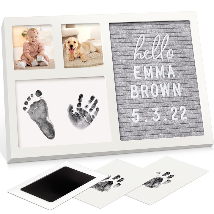 Baby Hand and Footprint Kit - Quick Dry Clay Baby Footprint Kit, Newborn Keepsake, Nursery Picture Frame for Boys, Girls, Personalized Gifts for Shower & Registry, New Mom Gift (Alpine White)