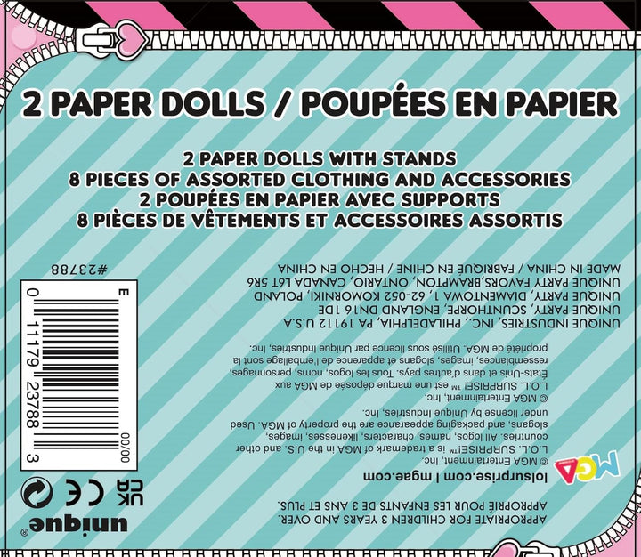 Multicolor LOL Surprise Paper Dolls - 2 Count | Disposable Fun, Perfect for Creative Play & Party Favors