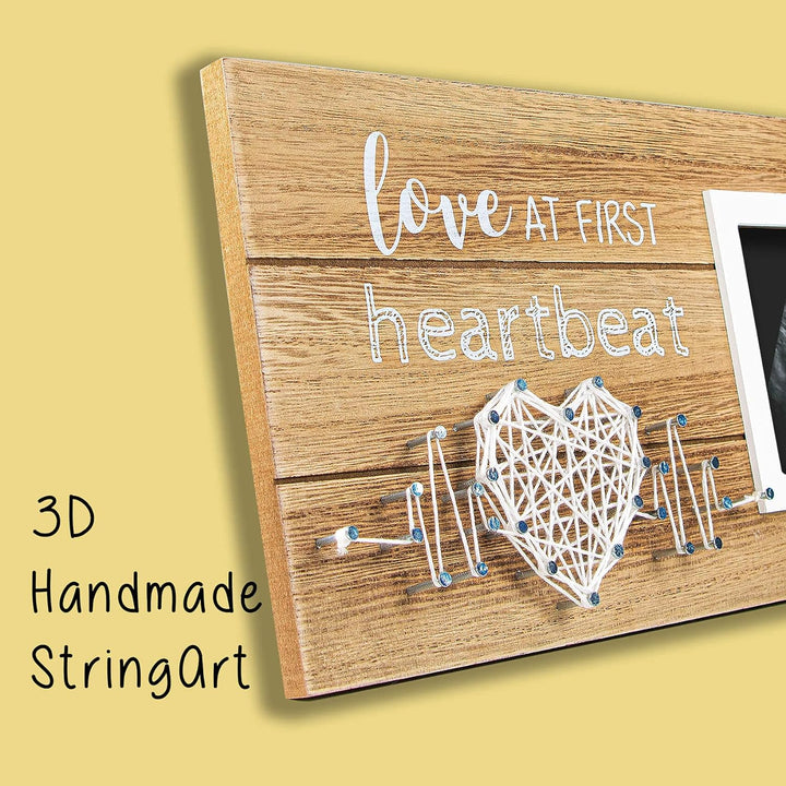 New Mom Gifts - Pregnancy Announcements Baby Gender Reveal Gifts - Love at First Heartbeat Sonogram Picture Frame for Standard 4" X 3" Ultrasound Photo