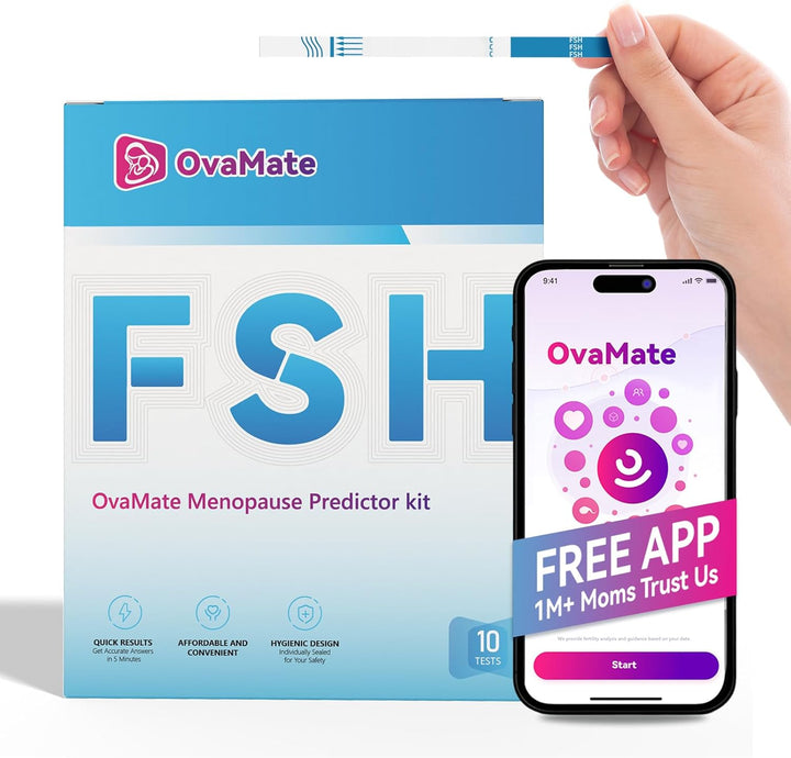 Menopause Rapid Test, FSH Hormone Test for Women at Home, Hormone Balance Test Strips with Optimal Sensitivity, Calculator APP (For Ios & Android) Accurately Track. 10 Pieces.