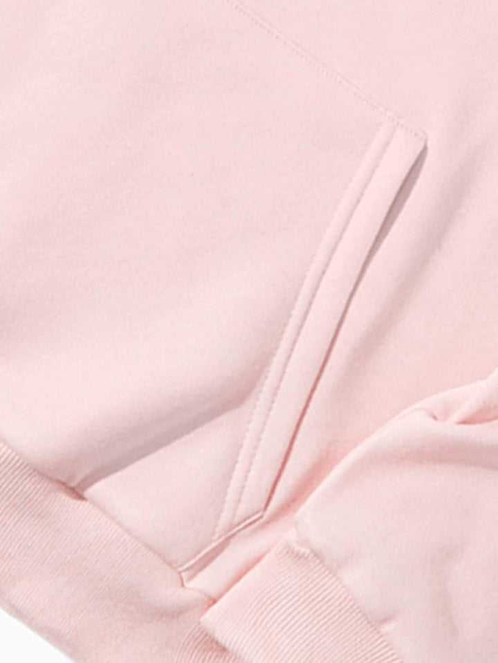 Slogan Graphic Kangaroo Pocket Drawstring Thermal Hoodie
