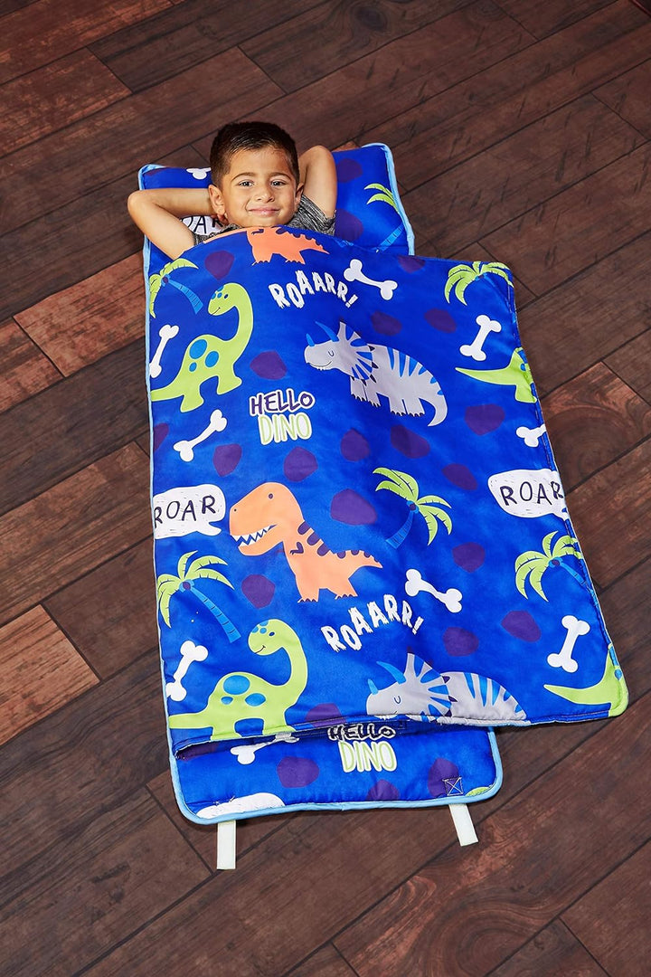 Toddler Nap Mat with Removable Pillow -Underwater Mermaids- Carry Handle with Fastening Straps Closure, Rollup Design, Soft Microfiber for Preschool, Daycare Sleeping Bag, Ages 2-6 Years