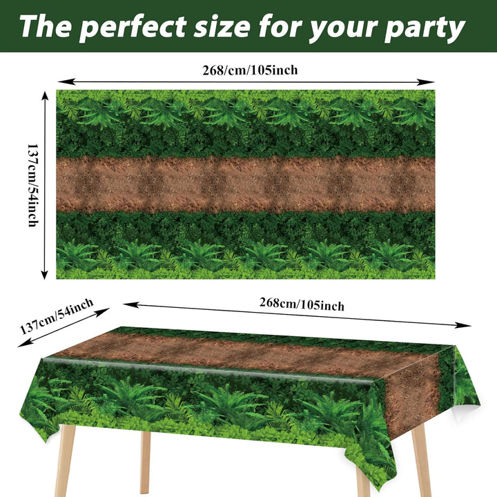 3Pcs Forest Path Tablecloth Dinosaur Party Tablecloth Woodland Birthday Supplies Dino Jungle Party Decorations Favor for Baby Shower, Picnic, Camping 105 X 54 Inch