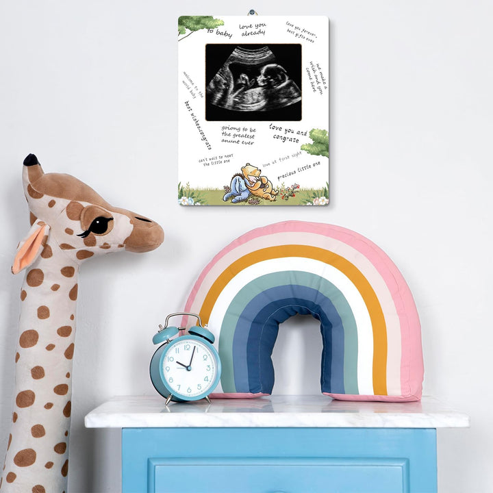 Baby Shower Sign Picture Frame, Winnie Sonogram Frame, Classic Pooh Signed Message Photo Frame, Gender Reveal Gift 4.3 * 5.3 in Photos