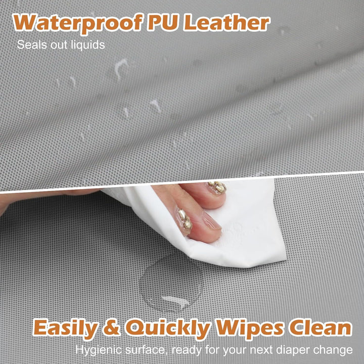 Vegan Leather Baby Changing Pad, Waterproof & Wipeable Soft Diaper Changing Mat 32" X 16.6" Comfortable Infant Changing Station for Dresser & Table
