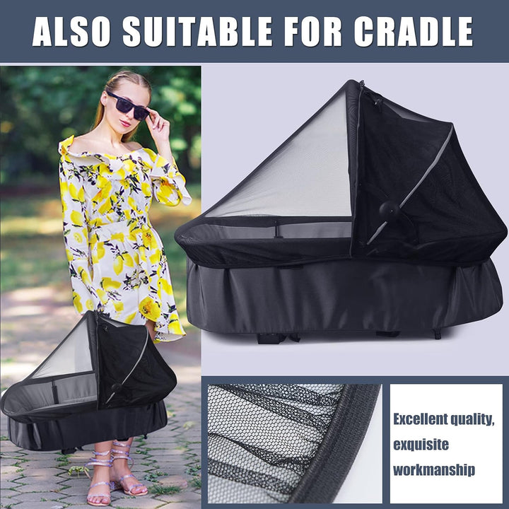Bby Mosquito Net for Infnt Cr Sets,Infnt Stroller nd Bssinets, Crrier,Brethble with Elstic Netting for Esy Fitting, Portble Durble & Long Lsting Infnt Insect Shield Netting (Blck
