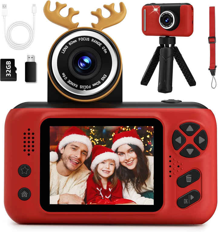Kids Camera Girls for 3 4 5 6 7 8 9 Years Old Girls,1080P HD Video Selfie Camera with 32G SD Card Kids Digital Camera Toys for Toddler Birthday Gifts Pink