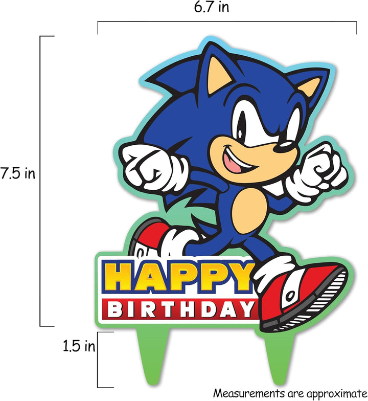 Sonic Gamer Birthday Cake Topper Party Decor
